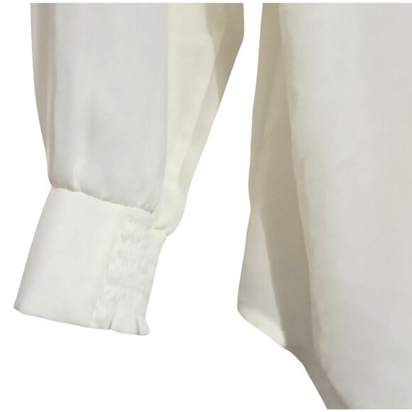 Alfani Womens Cream Pleated Front Blouse Size 16 Long Sleeve 100% Polyester - Picture 11 of 11